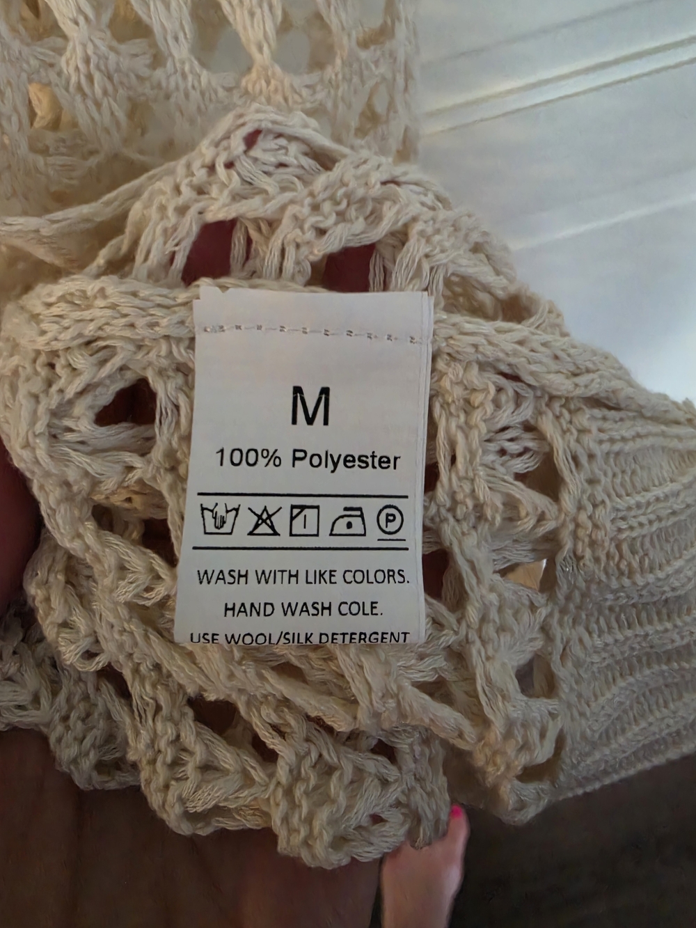 Open Knit Long Duster Cardigan - Cream - Picture 4 of 4